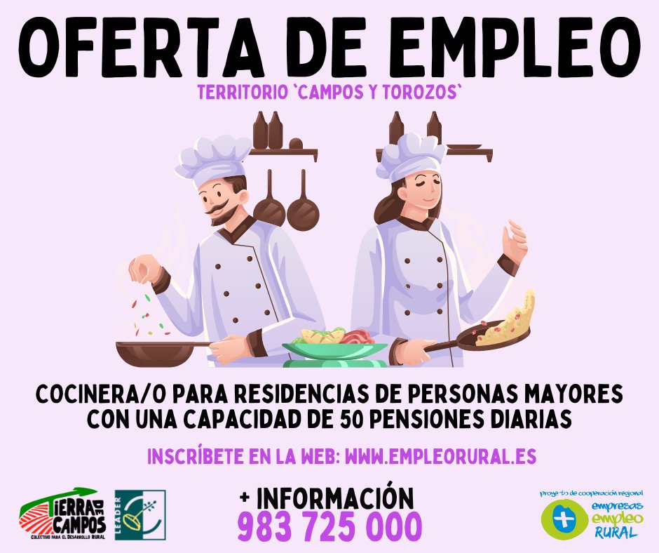 📢 El Colectivo de Tierra de Campos gestiona una oferta de empleo para trabajar en el medio rural de la provincia de Valladolid. 
+info en 📞983 725 000
🔗 También puedes regístrate en la oferta: empleorural.es
#LEADERCamposyTorozos #MásEmpresasMásEmpleoMásRural
