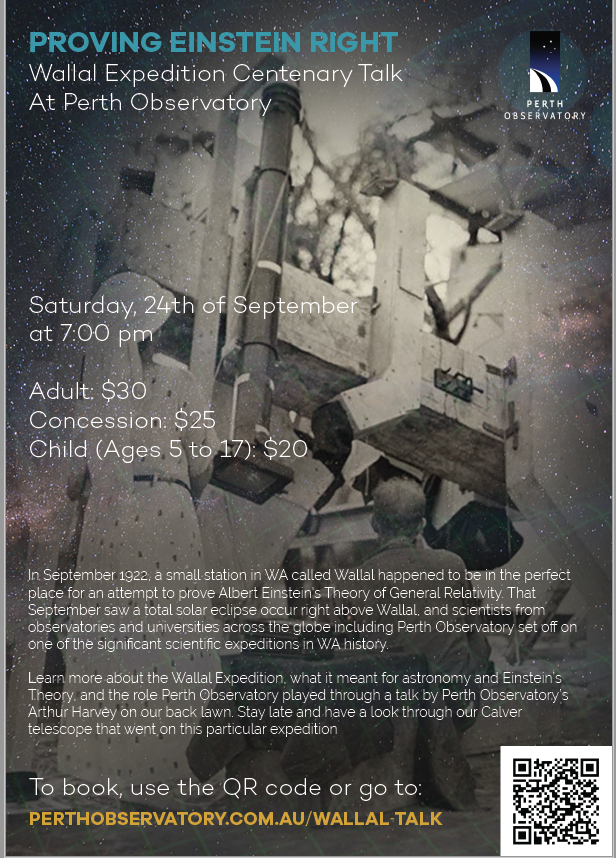 millpointrotary's tweet photo. #Perthobservatory "Proving Albert Einstein Right" Saturday 24 September 7pm. Adults $30 Concession $25, Children $20. Book now at https://t.co/vBwfP431aE https://t.co/gcYSxAF8cZ