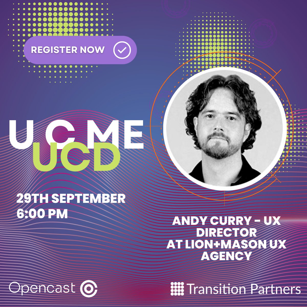 TransitionPRec's tweet photo. Introducing our first speaker, Andy Curry, UX Director at @LIONMASON_UX of our U C ME UCD event in collaboration with @Teamopencast for @LeedsDigiFes๐
To attend our upcoming event, you can sign up here: https://t.co/WoPCUCaF0z
#UI #UX #Leedsdigi22 #event #accessibility https://t.co/RgBVQFsk3G