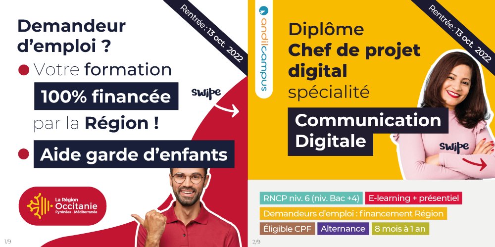 Andilcampus's tweet photo. 🎓 Diplôme Chef de projet #Communication (niv. Bac +4)
💰 #Alternance (contrat pro. ou #apprentissage)
💰 Demandeurs d'#emploi : places Région (spé. Com.), CPF, AIF
💰 Autres profils : CPF, etc.
📅 Rentrée 13/10
🔗 https://t.co/x7RaAIJpoy

#branding #marketingdigital #marketing https://t.co/YgrCz8Ut3g