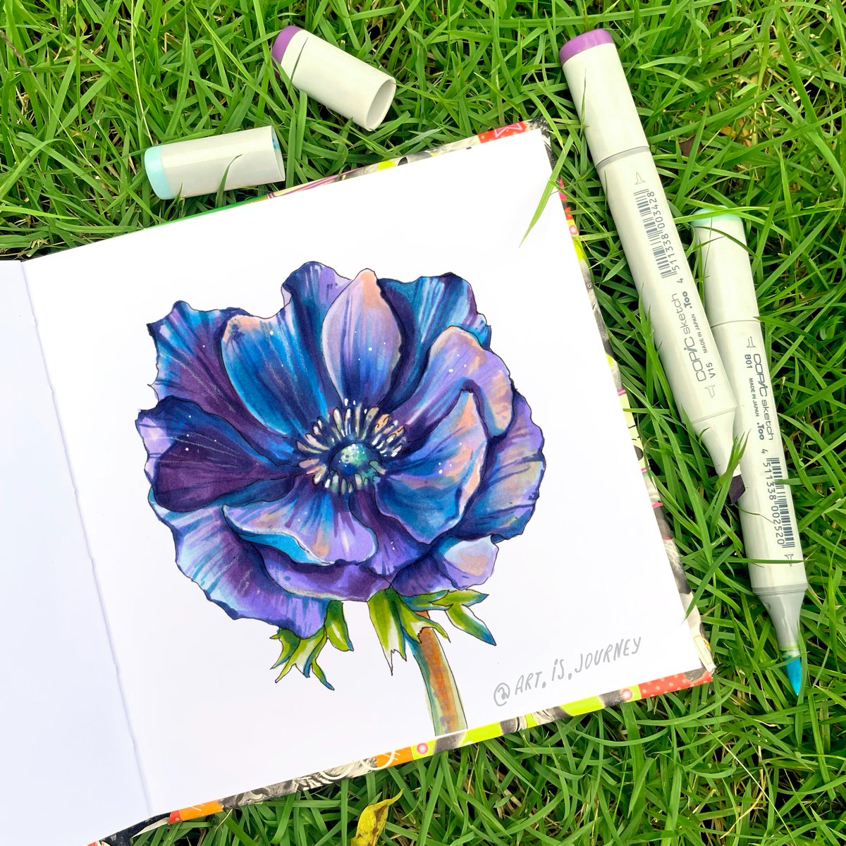 art_is_journey's tweet image. Have you watched my last video?🌺Hurry up, before the new video comes out tomorrow😉 #markertutorial #drawingtutorial #markerart