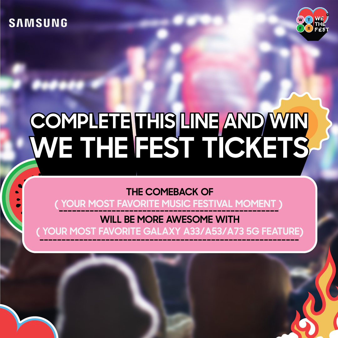 samsungID's tweet photo. SIAP NGERASAIN KESERUAN AWESOME COMEBACK DI @WeTheFest 2022 BARENG SAMSUNG GALAXY A SERIES, GUYS?✨🔥🎉

#AwesomeGeneration #GalaxyAxWTF22 https://t.co/3GmNuwSaok