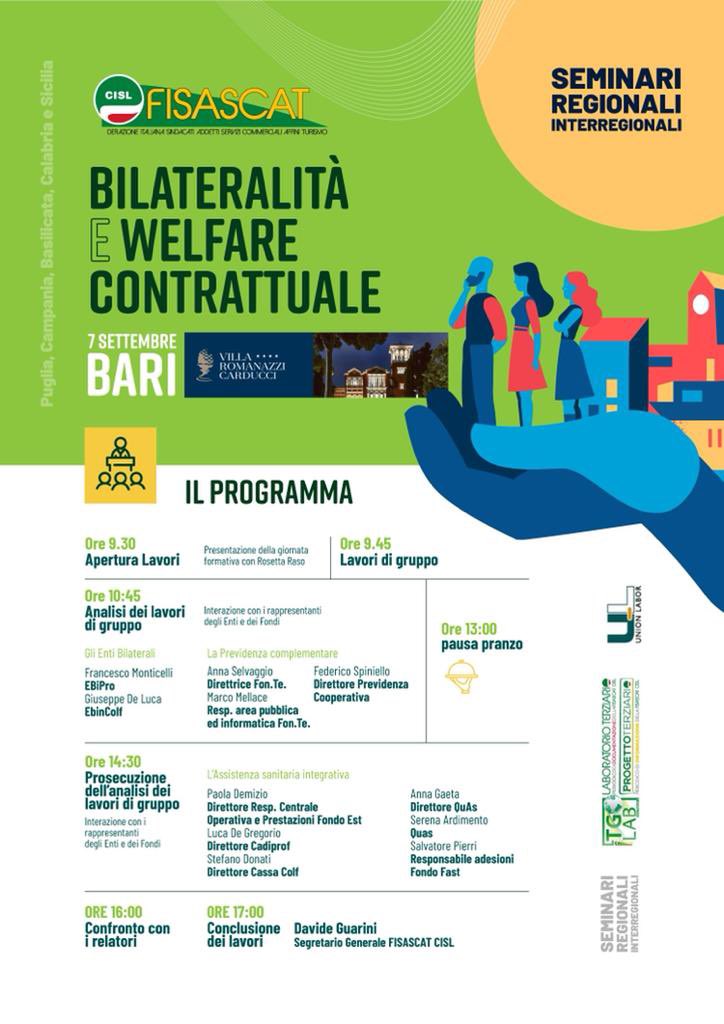FisascatCisl75's tweet photo. #Bilateralità e #Welfare, al via a Bari l’ultimo dei tre seminari promossi dalla #FisascatCisl

Le immagini della giornata di confronto 👉 https://t.co/4cTaWMrtGK https://t.co/HlanR8gOfa