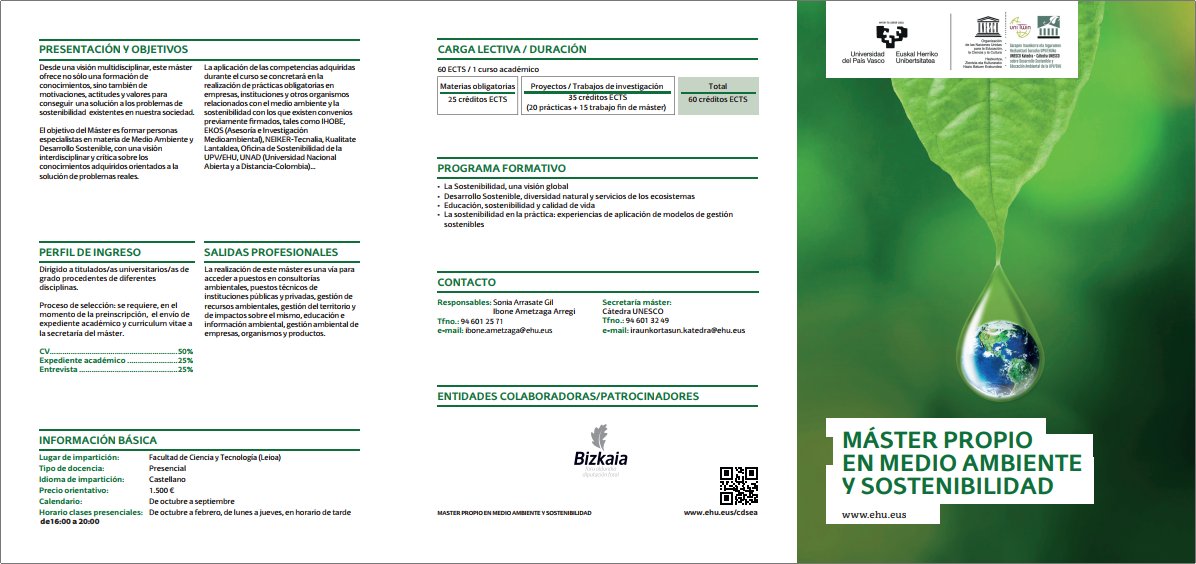 Cátedra UNESCO Sostenibilidad EHU (@cdseaehu) on Twitter photo ⚠️
Os recordamos que sigue abierto el plazo de preinscripción para el MÁSTER DE MEDIO AMBIENTE, SOSTENIBILIDAD Y ODS de la <a href="/upvehu/">UPV/EHU</a> 
+Info:
ehu.eus/es/web/graduon… ⚠️
Os recordamos que sigue abierto el plazo de preinscripción para el MÁSTER DE MEDIO AMBIENTE, SOSTENIBILIDAD Y ODS de la <a href="/upvehu/">UPV/EHU</a> 
+Info:
ehu.eus/es/web/graduon…