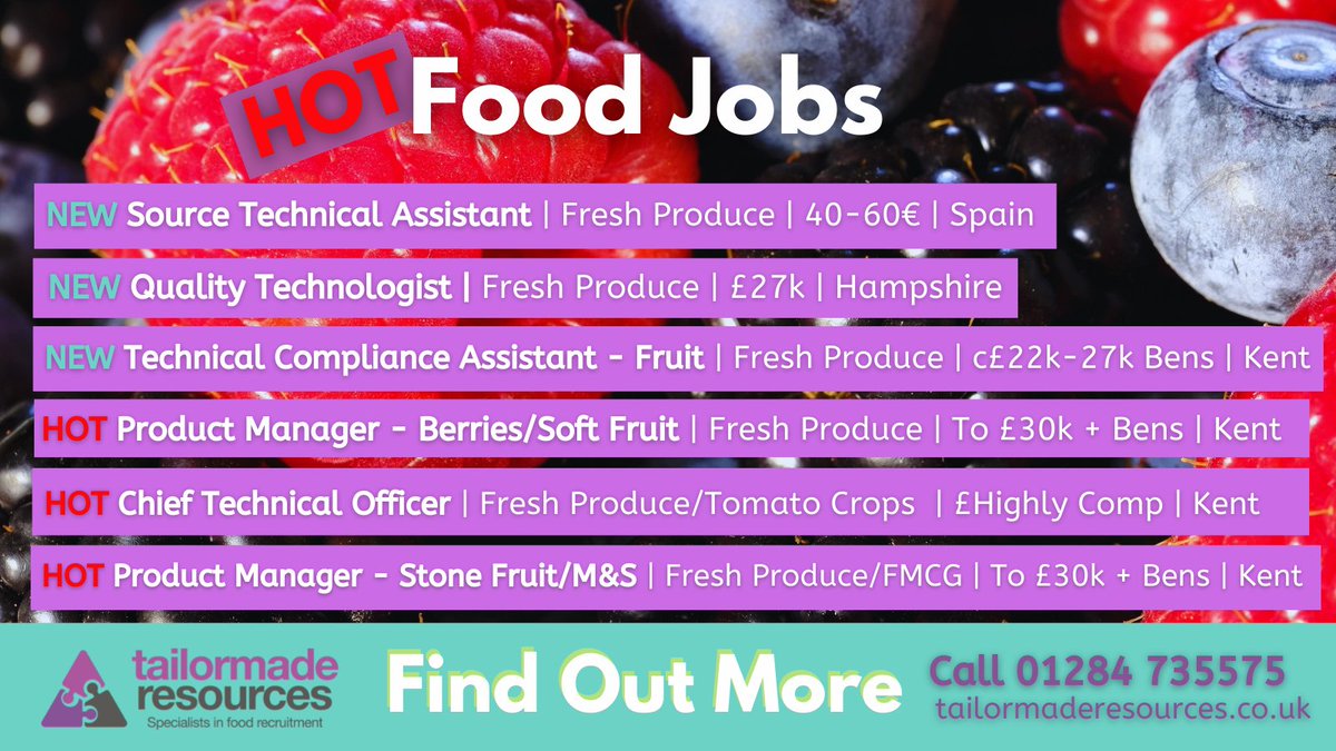 tmresltd's tweet photo. 🌶HOT JOBS OF THE WEEK🌶
Good morning👋
Our latest #foodjobs are HERE ⬇️
🔎https://t.co/R6H1ixS3Ay
FIND OUT MORE &amp; apply online today!

🍇🍏🍅🍓🍒🫐🍋🫑🥒🌽🥦🥬🥕🧅🌶
#foodindustry #freshproduce #foodmanufacturing #foodie #foodindustryjobs #JobsSeekersWednesday #freshproducejobs https://t.co/KZnpWMnYry