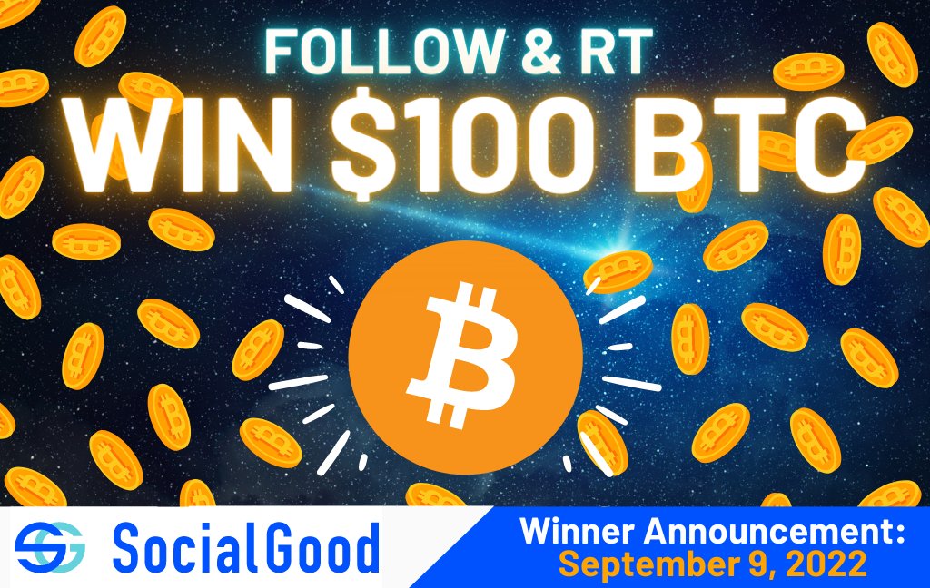 SocialGood_Inc's tweet photo. 💫 Win $100 in $BTC 💫
Just 1⃣Follow &amp; 2⃣Retweet
for a chance to win $100 worth of #Bitcoin for our 61st RT/Share #Giveaway !
Make a wish &amp; you could be the lucky one🌟
We'll tag the winner on Sept. 9.

👉Shop-to-Earn free crypto with the SocialGood App!
📲https://t.co/L4UnmDFtRa https://t.co/aSC4o8YAqN