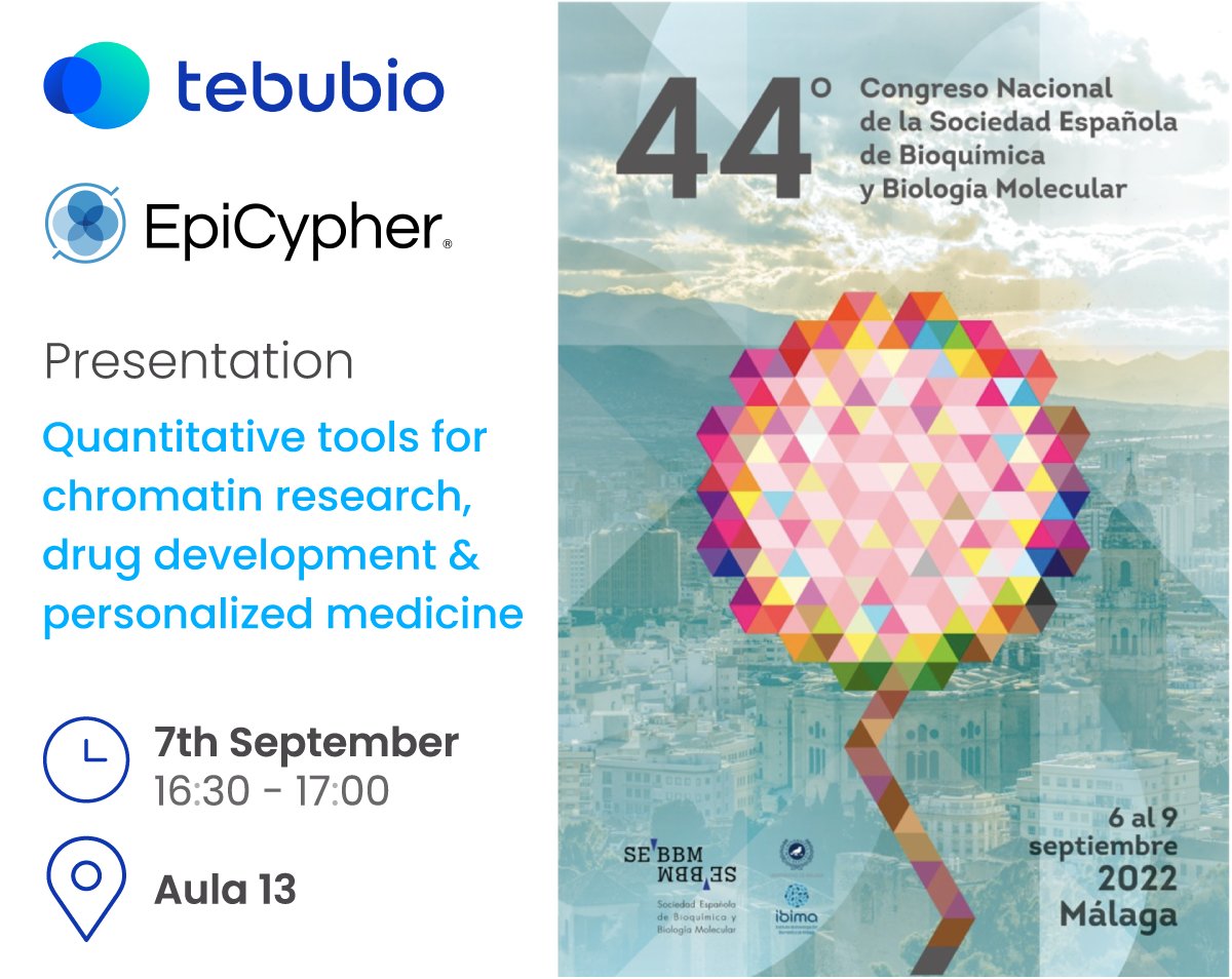 Today, at the 44th Congreso Nacional of the <a href="/SEBBM_es/">SEBBM</a>, join us for the presentation by Paola Vecino of <a href="/tebubio/">Tebubio</a>  and Bryan Venters of <a href="/epicypher/">EpiCypher, Inc.</a>. See how CUT&amp;RUN and CUT&amp;TAG brings innovative solutions for #chromatin research, #drugdevelopment and #personalisedmedicine.