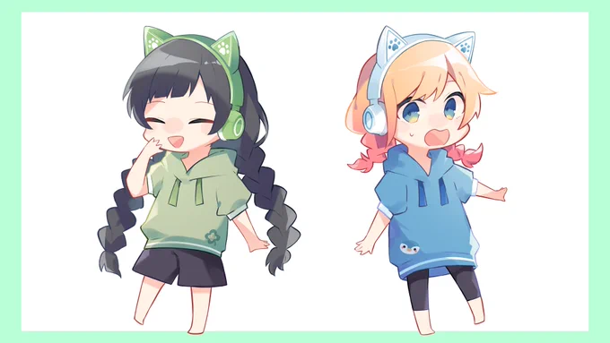 Hanonさん、Kotohaさんのミニキャラ新イラスト描かせていただきました!まだ公開されてない表情もあると思いますのでお楽しみに… 