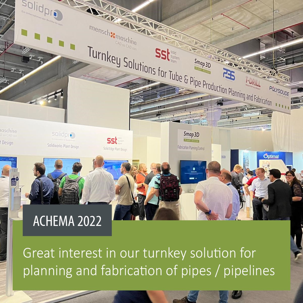 CAD_PlantDesign's tweet image. We look back on a successful week at #ACHEMA2022! We are particularly pleased that our turnkey solution for pipe planning and fabrication has struck a chord and has therefore aroused great interest among the visitors. Read more about this in our news: smap3d.com/en/news-events…