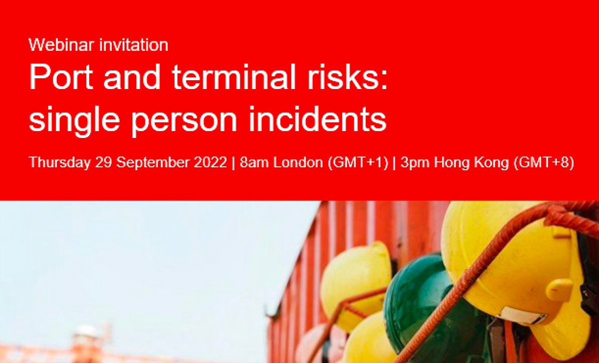 WEBINAR | 29 September 2022 8am (GMT+1) You can now register for TT Club's latest webinar looking at single person incidents. We have an excellent program of speakers and an exciting agenda for you, so register now free! ttclubnews.com/2RU-7ZV8G-60C8… #webinar #ports #terminals