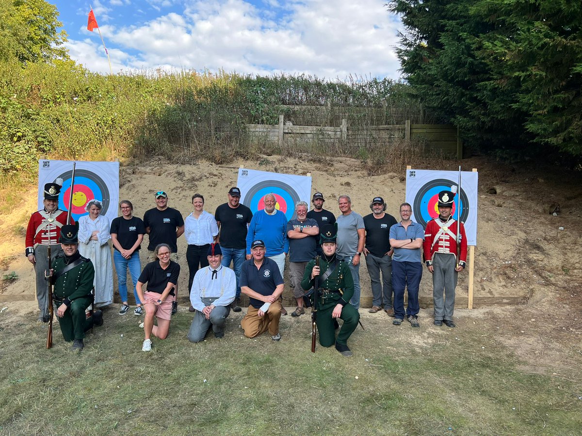 DigWaterloo's tweet photo. Last weekend the winners of the Black Powder Experience auctioned at last year's annual fundraiser claimed their prize! They had an amazing day at Chipping Norton Rifle and Pistol Club, shooting Brown Bess muskets alongside reenactors from @coldstream1815 and @2ndBn95thRifles! https://t.co/X0zlSnYt1Y
