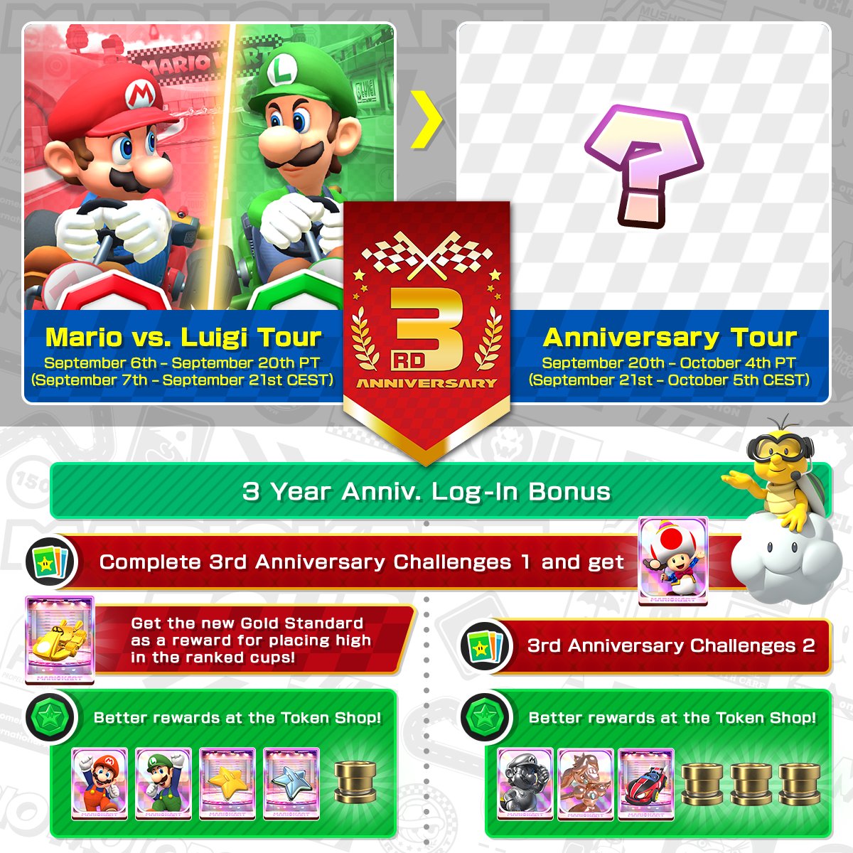 Mario Kart Tour on X: It's almost the 2.5-year anniversary of # MarioKartTour's release, and a new event starts today to celebrate the  occasion! Check the image for details!  / X