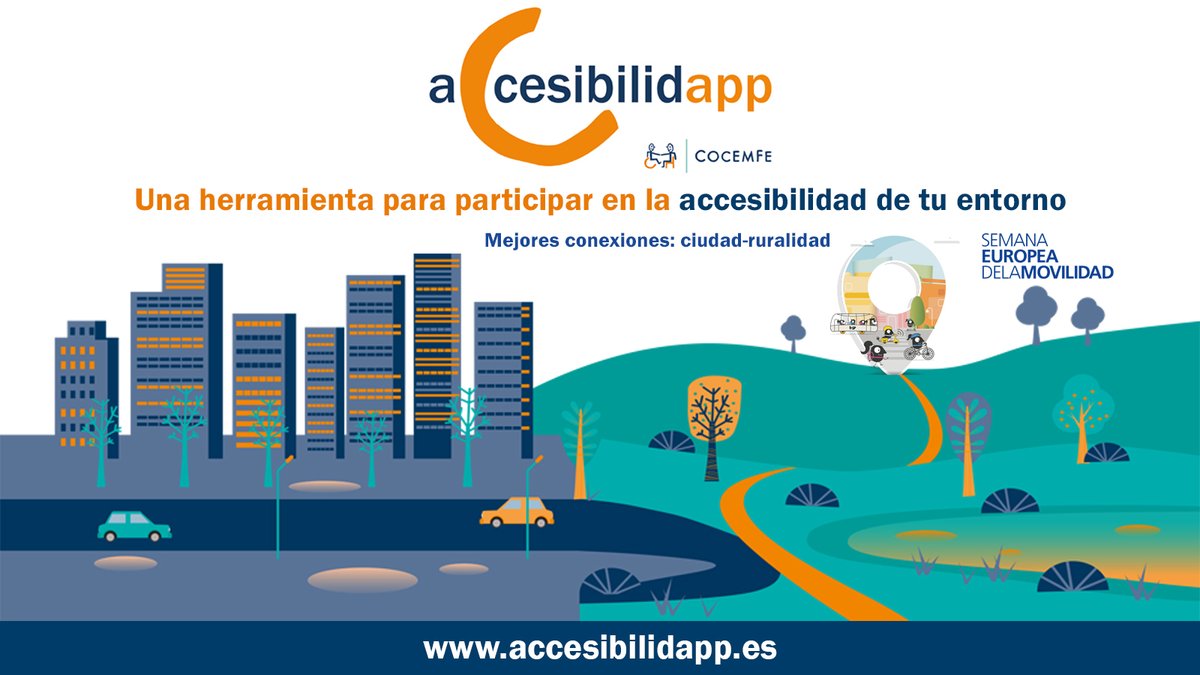♿️ ¡Comienza la #SemanaEuropeaDeLaMovilidad2022! @NombreEntidad y <a href="/COCEMFEnacional/">COCEMFE</a> te invitamos a participar utilizando #AccesibilidApp para recoger incidencias relacionadas con la falta accesibilidad y conexiones en el ámbito rural. #MobilityWeek 2022
👉accesibilidapp.es