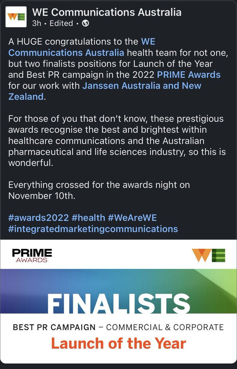 Beyond thrilled that our work has been nominated for two industry awards. This was and continues to be an important project for me as we seek to make a real impact on mental health in Australia.