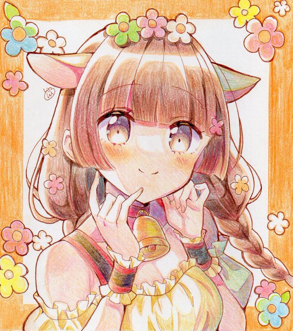 チロリアンでヤギなえま#創作#ヲトメツバキ#色鉛筆 