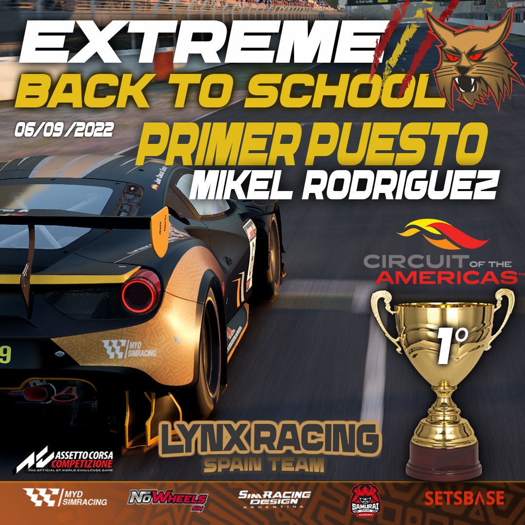 LynxRacingSpain's tweet photo. Buenos pues ya tenemos los diplomas de los vencedores de la #ExtremeRaceBlacktoschool 

🥇#MikelRodriguez
🥈#KotaRodriguez 
🥉#DavidAlvarez

Muchas gracias a todos por la participación 💪

@NoWheelsSim
@JOSE2K2
@samuraieracing 
@SimracingDisArg 
#mydsimracing 
 
#somosLynx https://t.co/evNXideqQx