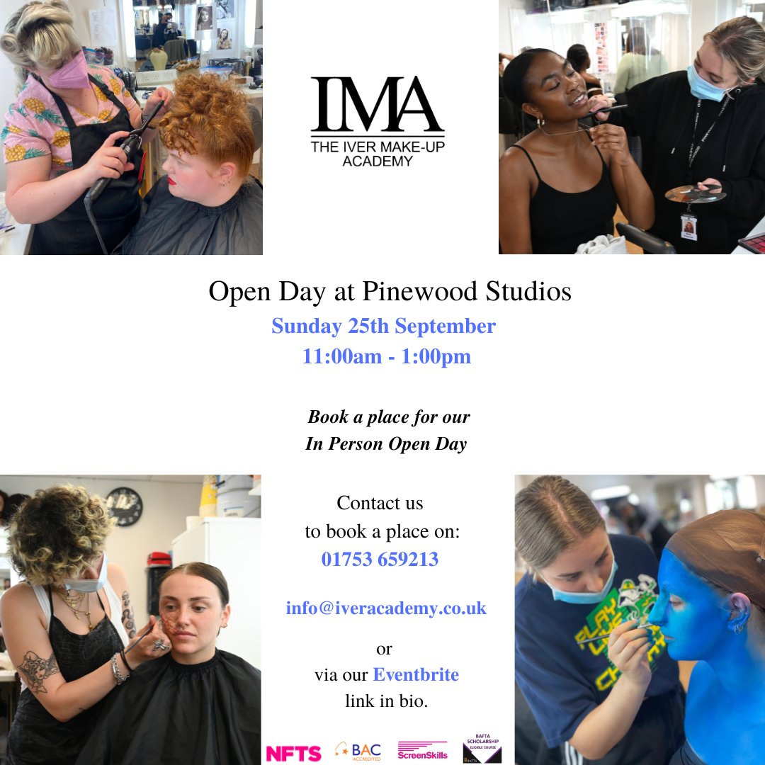 Open Day - Sunday 25th September 2022
11:00 am - 1:00 pm at <a href="/pinewoodstudios/">Pinewood Studios</a>.

To book a place contact us on: 01753 659213 or info@iveracademy.co.uk

 <a href="/nftsfilmtv/">National Film and Television School</a> <a href="/bafta/">BAFTA</a> 
#creativecareers #notgoingtouni #bafta #sfx #makeup #filmindustry #beamakeupartist #muatraining #iveracademy