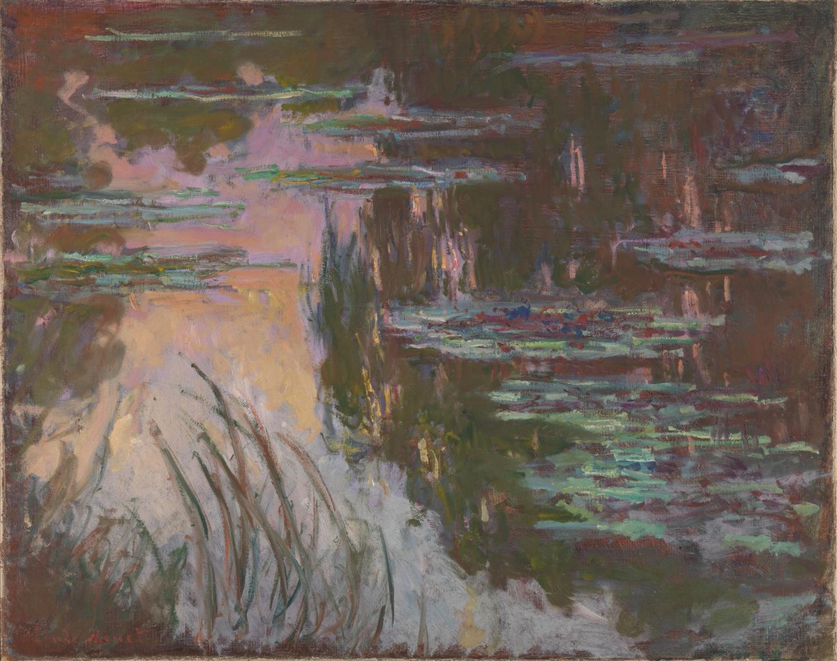 BethanDurie's tweet photo. Another great @VocalEyesAD training session yesterday @NationalGallery, I wrote a description for this work titled Water-Lilies, Setting Sun by Monet. So fascinated was he in depicting the ever-changing surface of the water he created around 250 canvases of this subject alone. https://t.co/jPM0Vt0qej