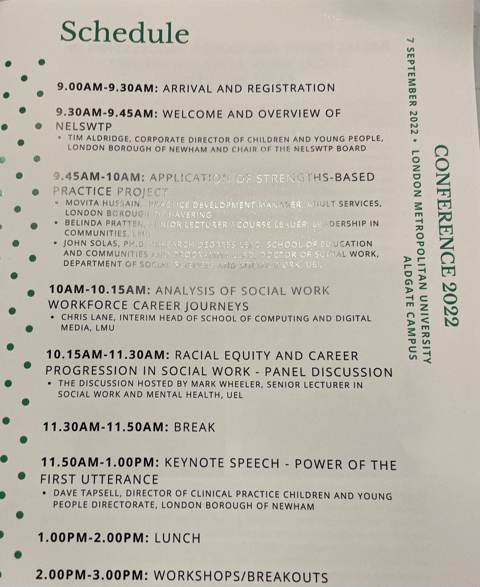 Great to hear about all the work being done across north east London and seeing so many social workers in a room is a joy #nelswtp2022