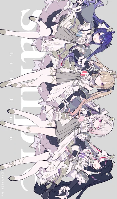 にじストア2周年グッズにて「Lilly Crown」鷹宮リオンさん、椎名唯華さん、夜見れなさん、天宮こころさんのイラストを描かせていただきました!衣装もデザインさせていただきましたよろしくおねがいします～ 