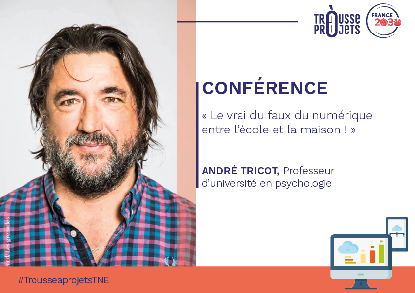TrousseAProjets's tweet photo. On entend souvent dire que le numérique facilite les apprentissages. Pour démêler le vrai du faux, l'expert André Tricot sera présent pour la 3e conférence en ligne sur les "10 idées reçues sur le numérique". 
➡️ Inscrivez-vous dès à présent : https://t.co/wEEwikVfvi https://t.co/GjYCwIcrTm