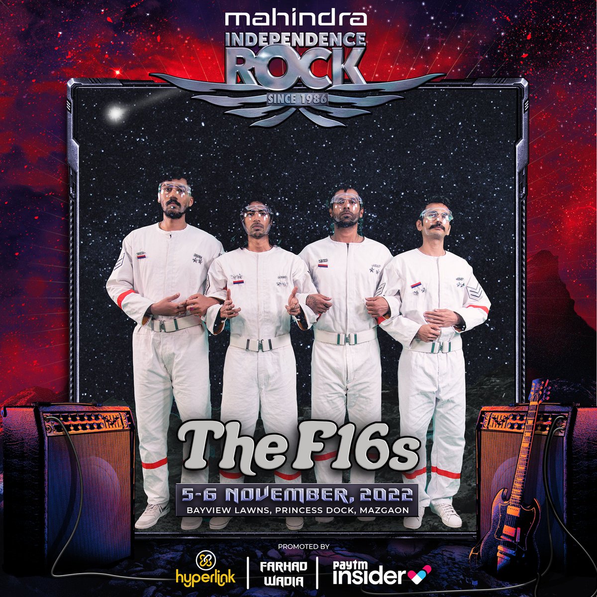 Catch <a href="/TheF16s/">The F16s</a> + many more, live at Mahindra Independence Rock on the 5th &amp; 6th of November.🤘🏽

Tickets🔗: go.insider.in/3wSwSAZ

#MahindraIndependenceRock #IndependenceRock2022 #thef16s