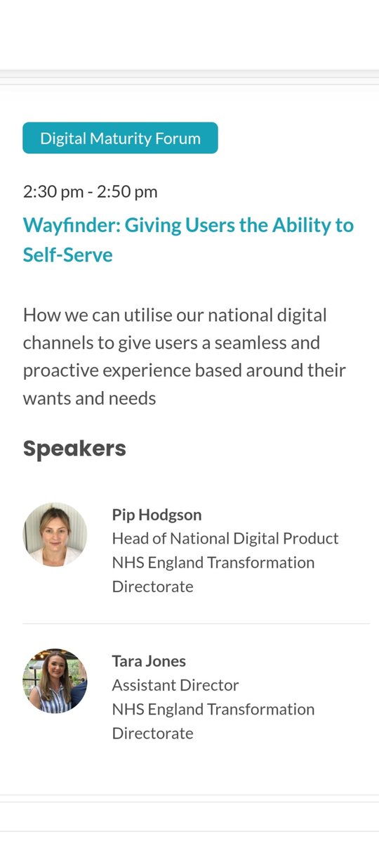 This is exciting! Pip and I will be talking all things Wayfinder (also known as additional functionality in the NHS App for secondary care) at @HETTShow - really looking forward to the planned sessions and learning more! #DigitalTransformation #Wayfinder #NHS #HETT