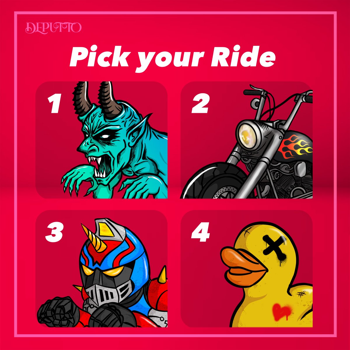 de_putto's tweet photo. Which Ride you like ? 
#DePutto #NFT #NFTCommunity #nftcollector https://t.co/m9cIKozapv