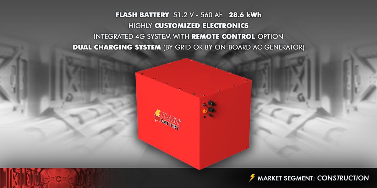 FlashBattery's tweet photo. #FlashBattery 51,2 V - 560 Ah 28,6 kWh è la #batterialitio custom sviluppata per una gru retrocabina articolata ibrida per il settore #construction con alta customizzazione #elettronica, 4G integrato per controllo remoto, doppio sistema di carica e sistema di riscaldamento. https://t.co/4B0ElD2Bep
