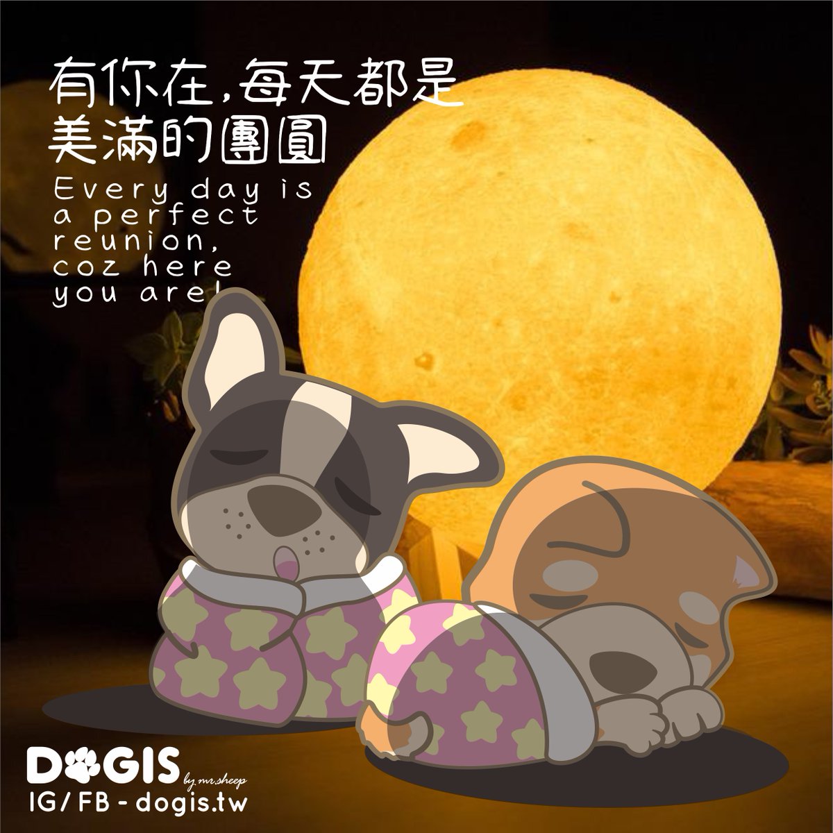 DOGIS_tw's tweet photo. 中秋馬上要到囉！
好多柚子、月餅跟烤肉！
但最重要的還是有你在！
.
有你在，每天都是完美的團圓
Every day is　a perfect reunion coz here you are!
#DOGIS #中秋 #moon #滿月 #柴犬 #法鬥 #中秋節 #團圓 #sleep https://t.co/MkhBgMwl4C