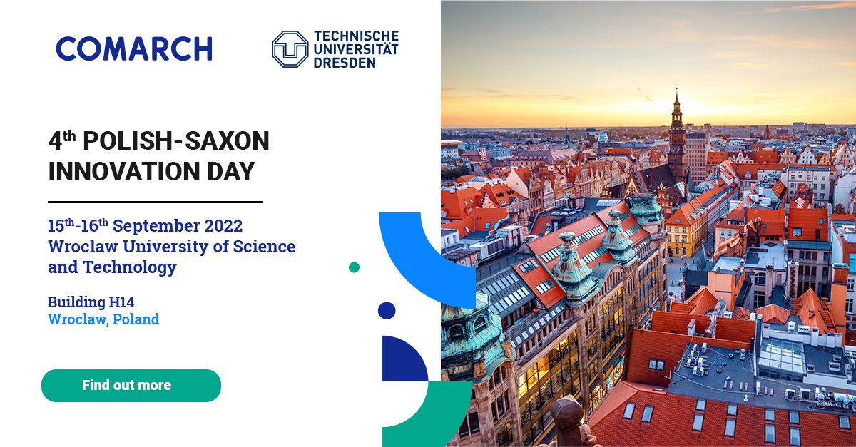 ComarchTech's tweet photo. Between 15th -16th September in #Wroclaw together with @tudresden_de @ComarchTech will contribute to the 4th Saxon-Polish Innovation Day - with the presentation conducted by Radoslaw Kotewicz (@KotewiczR) – Head of Industry 4.0 Business Unit at #Comarch #IoT. https://t.co/r145DmRZIv