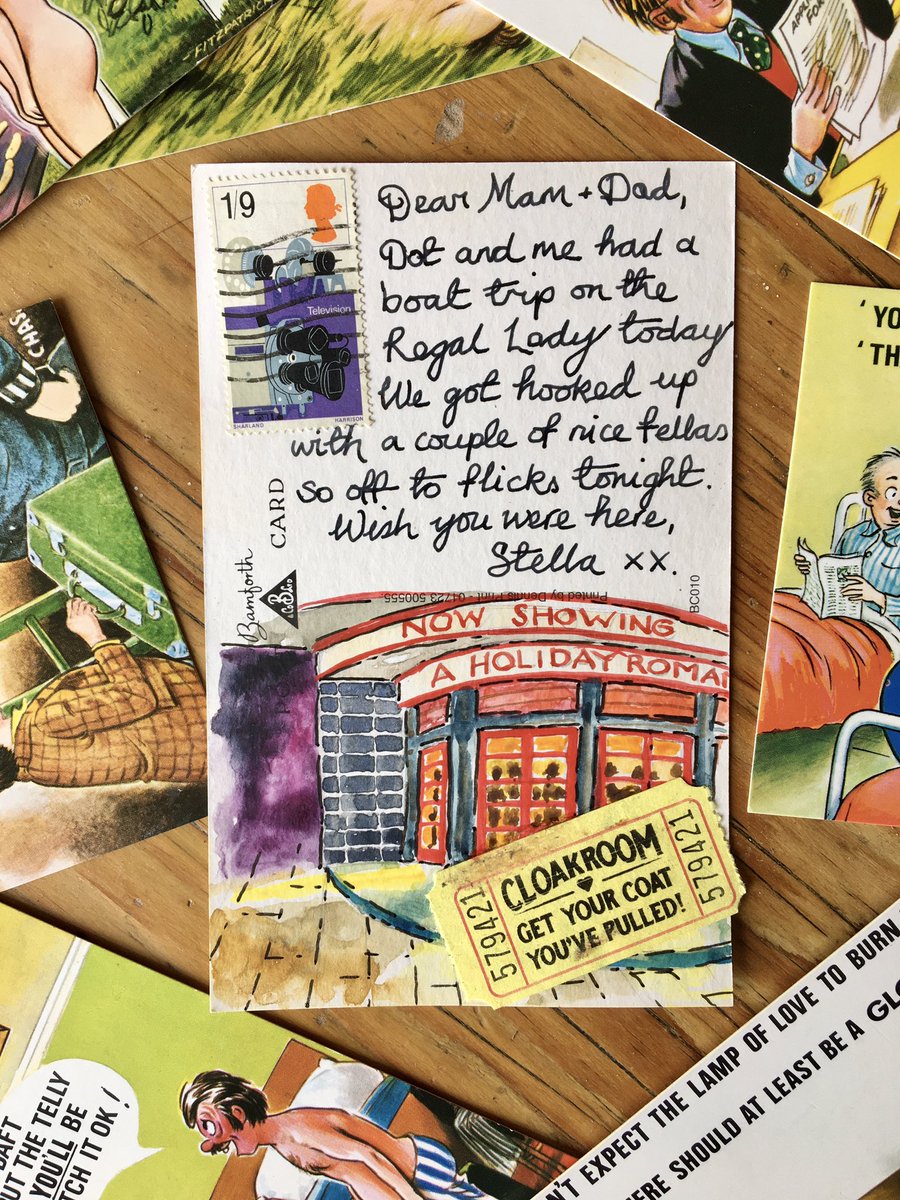 MorleyLass92's tweet photo. My ‘Wish you were here’ postcards will be part of my exhibition in #Scarborough in December-more details to follow soon.
#wishyouwerehere
#seasidepostcards
#bamforth
#bamforthpostcards
#saucypostcards
#northernart
#northernartist
#stephenjosephtheatre
#odeoncinemas https://t.co/Q1g0pqkBji