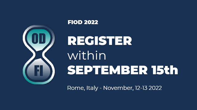 Can’t you attend the FIOD 2022 Congress onsite in Rome?
Don’t worry! 
Register and attend it online… don’t miss this opportunity!
The early bird rate for the online registrations is: September 15th!
Click the link: bit.ly/3Bh9QXh