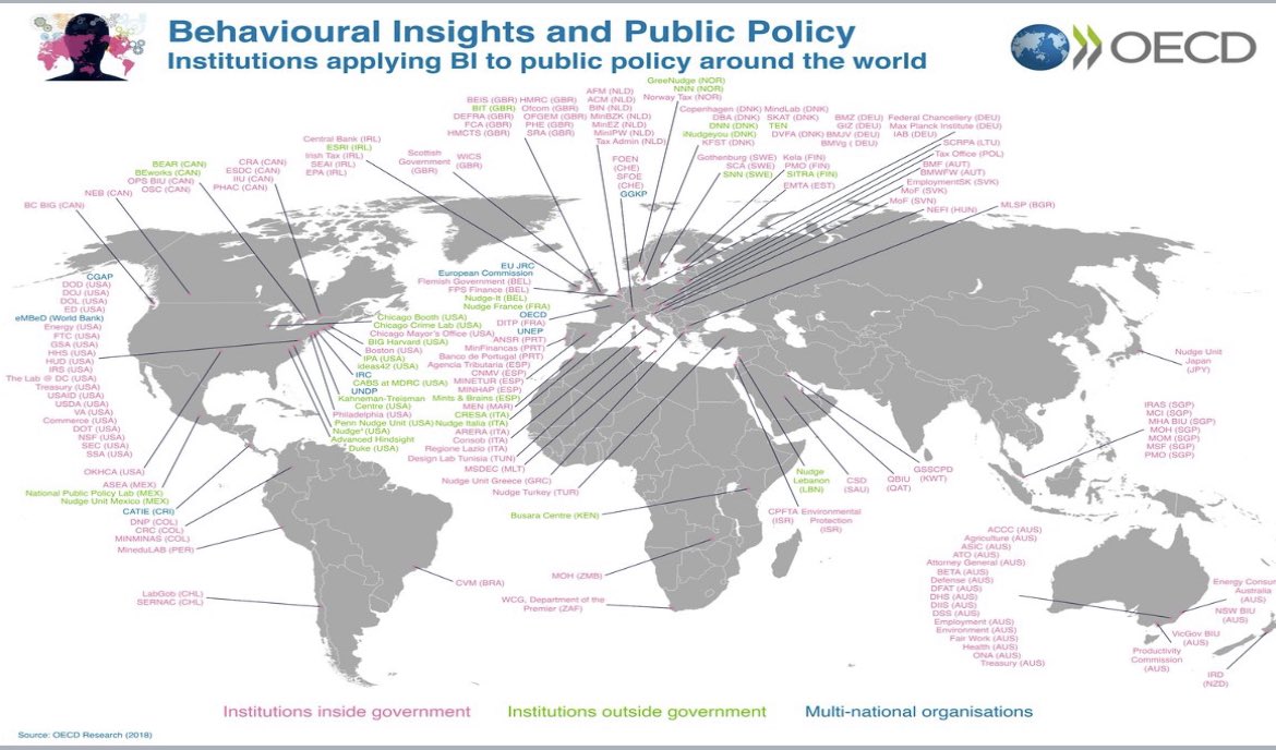 Alexandra_YCYW's tweet photo. A map of public institutions applying behavioural insights around the globe presented by @LiamDelaney2020 in the first guest lecture on history of #behaviouralscience to the Executive MSc Behavioural Science cohort at @LSE_PBS https://t.co/BiR4tyI036