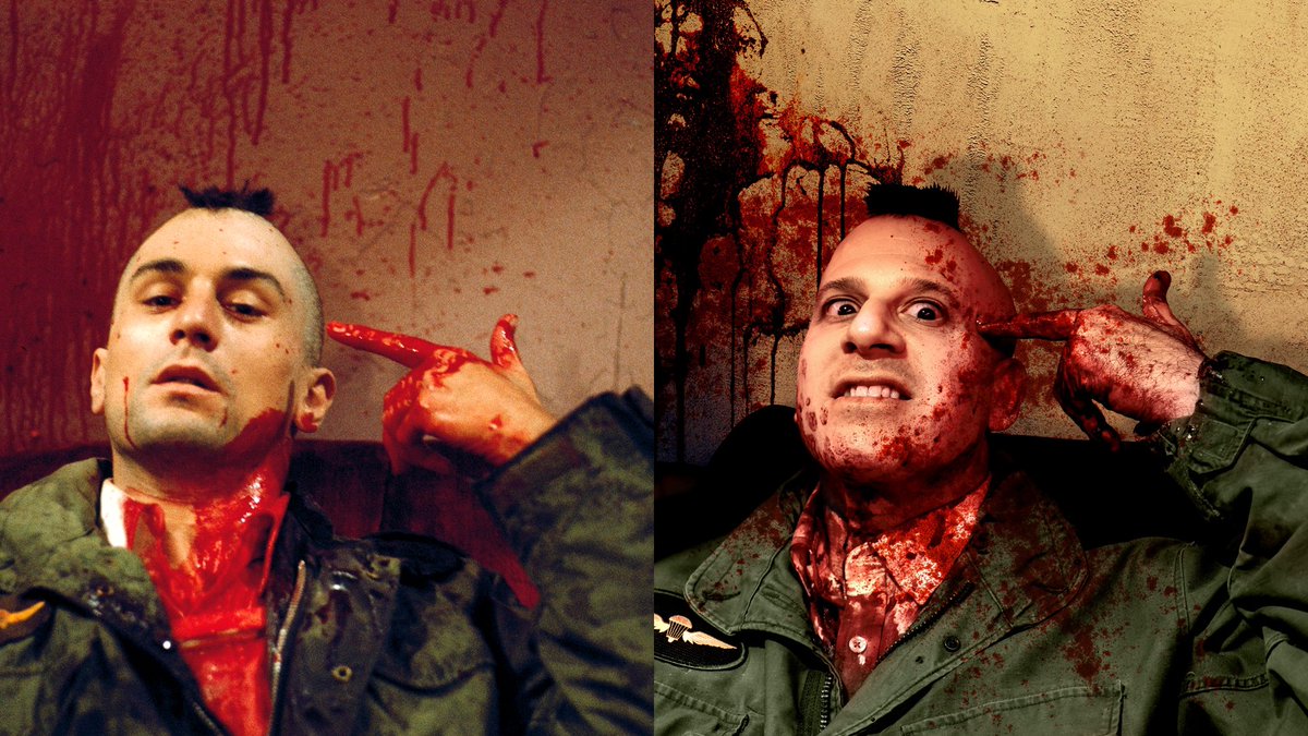spoilernyc's tweet photo. How’d we do? Our “Damaged Goods” video recreated DeNiro’s most iconic role. https://t.co/BsOPtuBbcm #deniro #taxidriver #travisbickle @BraveWords666 @arobert @OffiLIFEOFAGONY #lifeofagony #alanrobert https://t.co/626jw0wHt1