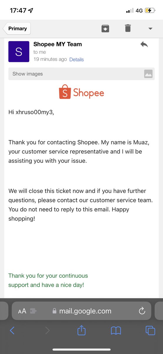 hrumarek's tweet photo. @ShopeeMY This is how you solved the ticket. Nevertheless I can continue with police report filling and inform bank negara https://t.co/TfIud4kYgZ