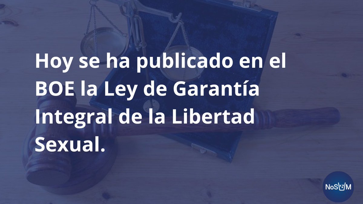 proyecto_vsafe's tweet photo. Ya publicada en el @boegob la Ley de Garantía Integral de la Libertad Sexual 👏👏
🔵Los delitos sexuales bajo sumisión química pasan a ser considerados agresión sexual y no abuso
🔵Cuando se haya anulado la voluntad de la víctima mediante el uso de drogas, las penas serán mayores https://t.co/ZcAergLJ1t