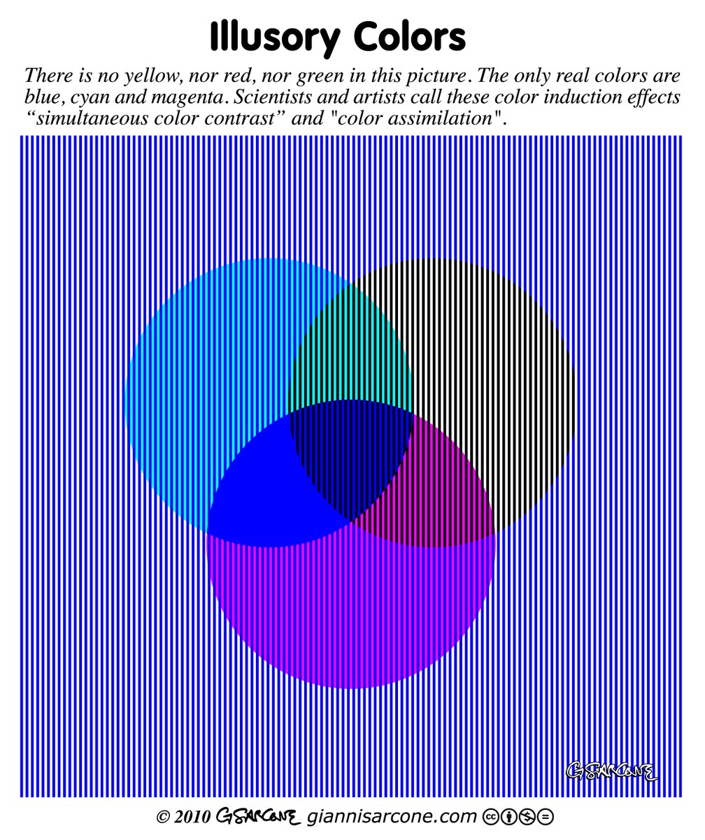 gsarcone's tweet photo. When, your brain lies… There is NO yellow, nor red, nor green in this picture! (Click to enlarge to see the effect)
Concept taken from my book “Drawing Optical Illusions”: https://t.co/sP2AGNldfM
#opticalillusion #colorcontrast #colorassimilation #bezoldeffect #opart https://t.co/o4x5FrzRUG