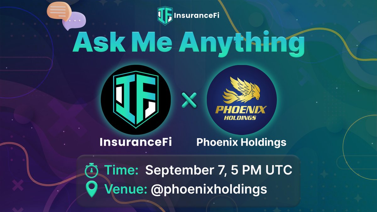 insurancefi_io's tweet photo. 🔥 Upcoming AMA - InsuranceFi x Phoenix Holdings 🔥

Our next AMA with Phoenix Holdings will be start at 5 PM UTC today.

👉 Join with us: @phoenixholdings

Dapp Mainnet Goes Live At 2 PM UTC Tomorrow. https://t.co/uboFyQMa60