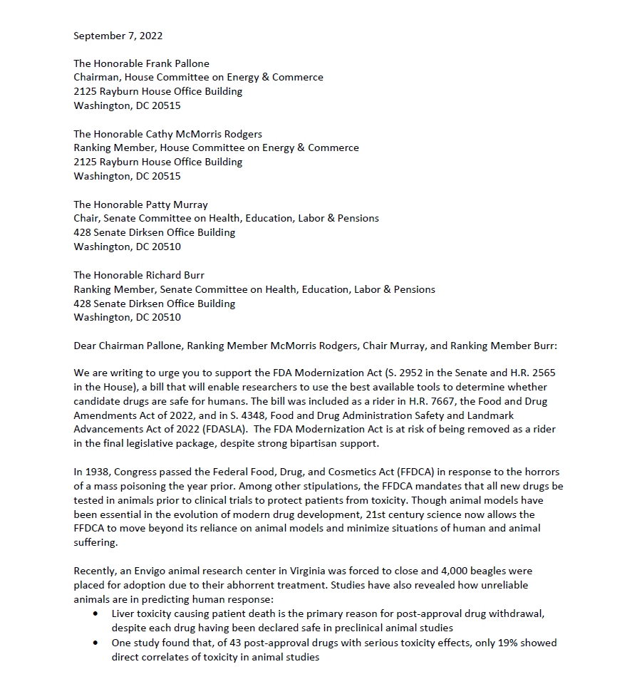 TissUse_HUMIMIC's tweet image. This is a letter, that the MPS industry leaders signed &amp;amp; that @emulateinc has sent to the US congress to raise awareness about the importance of the #FDAModernizationAct to our industry.
@SenatorBurr, @PattyMurray, @cathymcmorris, @FrankPallone