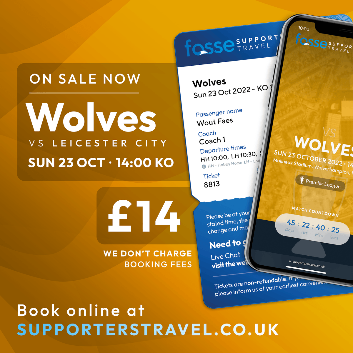 SupporterTravel's tweet photo. Our away travel for Wolves vs Leicester City on Sunday 23 October is now on sale. Seats are £14 per person and have ZERO booking fees.
Book online at https://t.co/EXJlon89r9
#wollei #lcfc #leicestercity #leicester #awaytravel #foxes #foxtravel #fosse #supporterstravel https://t.co/2vWRgB0iRD