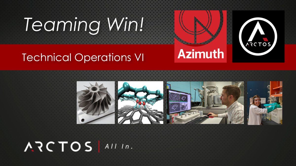 ARCTOS_US's tweet photo. We're excited to continue our support to Air Force Research Laboratory, Materials and Manufacturing Directorate, as teaming partner to Azimuth Corporation under the TOPS VI program.

ARCTOS announcement: https://t.co/TF5DCatSxg https://t.co/SAkeAUoRdO
