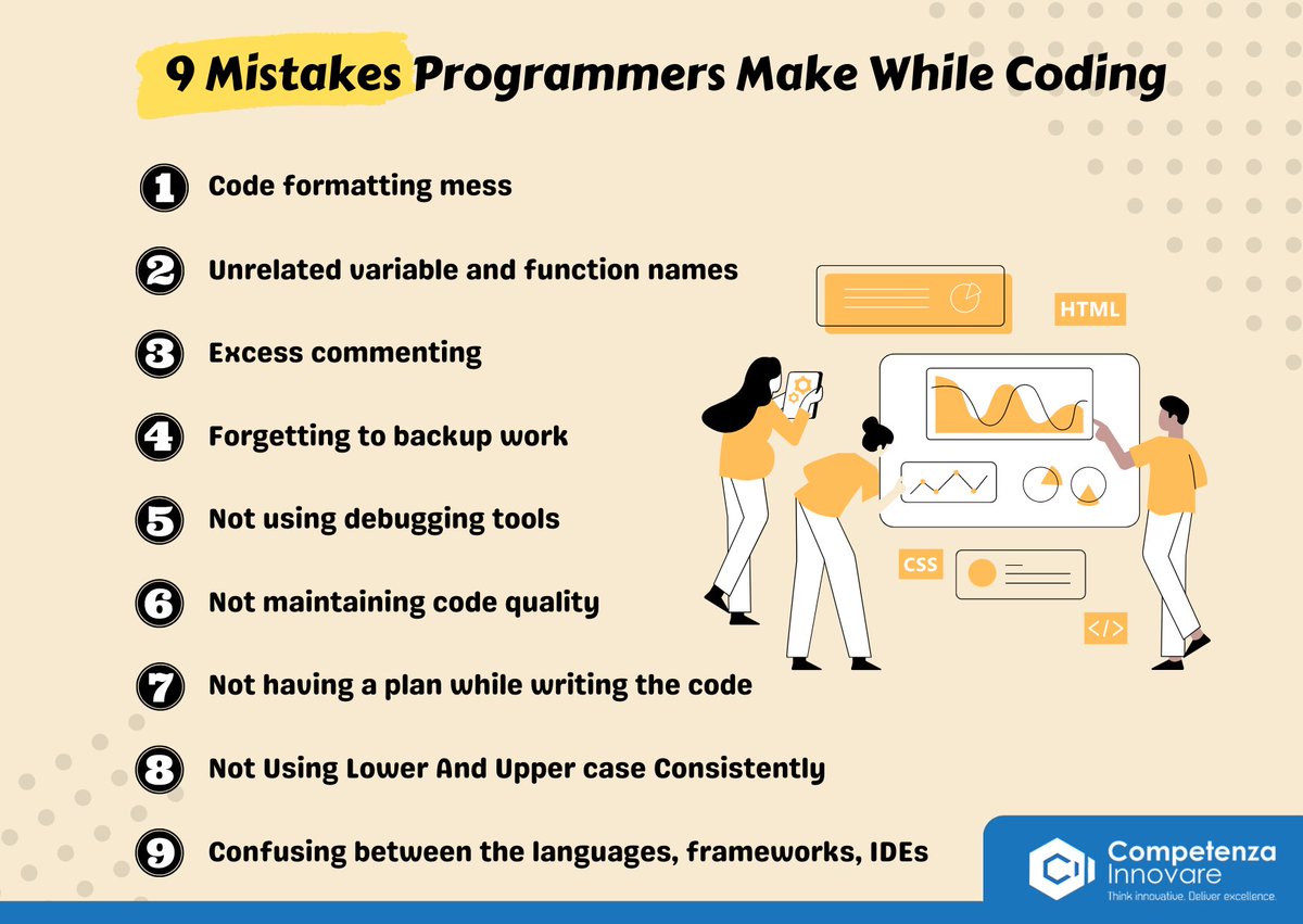 thecompetenza's tweet image. 9 mistakes programmers make while coding
#codingmistakes #programming #coding #thecompetenza #competenzainnovare