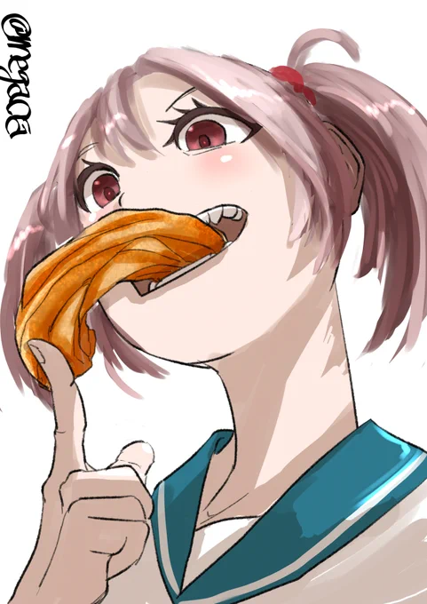 ローズネットクッキーをモフる漣 #艦これ版深夜の真剣お絵描き60分一本勝負 #艦これ版真剣お絵描き60分一本勝負_20220907 #漣