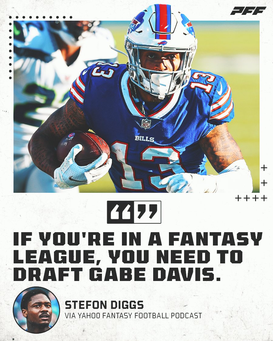 PFF_Fantasy's tweet photo. We agree with Stefon Diggs 😁

🗣️ DRAFT GABE DAVIS https://t.co/aSXRLQiGJv