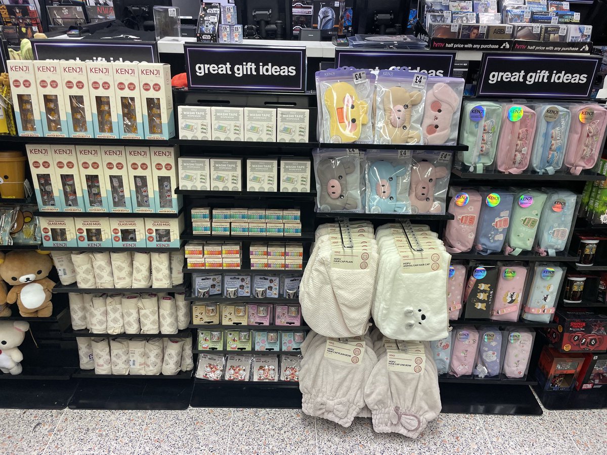 hmvburton's tweet photo. New range from our friends at #Kenji   #waterbottles #mugs #washitapedispenser #washitape #pencilcase #eyemask #haircap #totebags https://t.co/hsbtb7VOsq