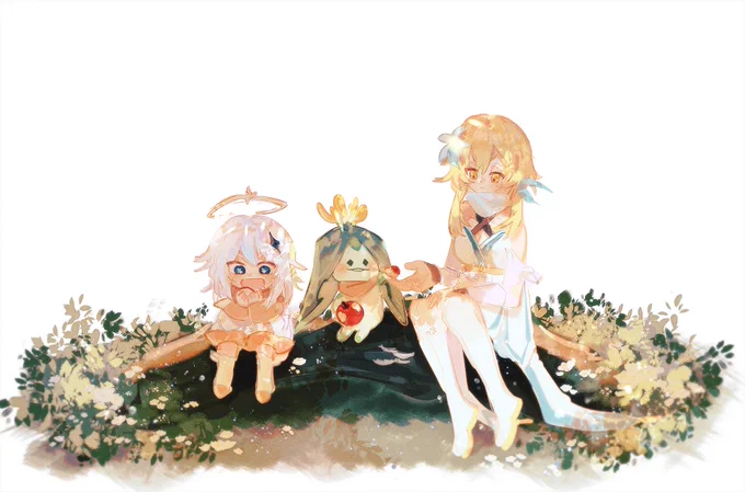 Day 35 |  Apple  Arama want to share- Arama &amp; Nara Lumine &amp; Paimon #100日チャレンジ    #Arama  #GenshinImpact    #原神  #Lumine 