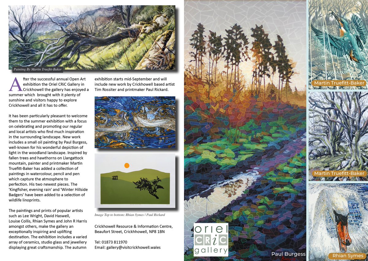 So much to see this #autumn at the wonderful <a href="/orielcric/">Oriel CRiC Gallery</a> #gallery in #crickhowell