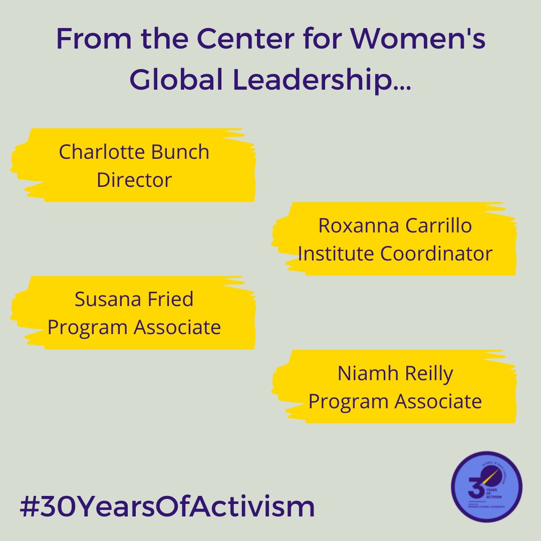 Global 16 Days Campaign (@16dayscampaign) on Twitter photo Meet the <a href="/CWGL_Rutgers/">Center for Women's Global Leadership</a> staff involved, including founder <a href="/CharlotteABunch/">Charlotte Bunch</a>: Meet the <a href="/CWGL_Rutgers/">Center for Women's Global Leadership</a> staff involved, including founder <a href="/CharlotteABunch/">Charlotte Bunch</a>: