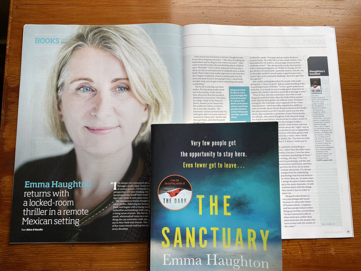 In the current issue @thebookseller, @Emma_Haughton talks to me about her excellent new thriller #TheSanctuary, out 24.11.22 @HodderBooks @JennyPlatt90 @HodderPublicity